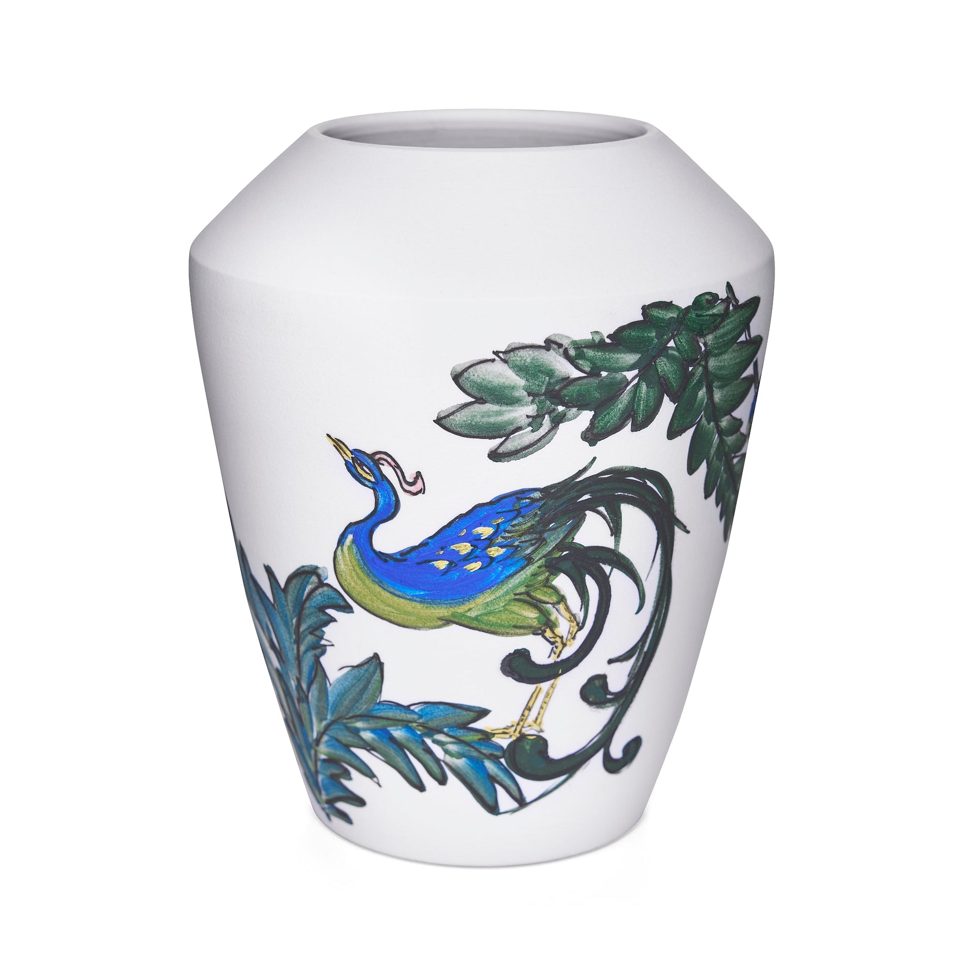 Hand - Painted Peacock Vase - Limited Edition 21 - OXANA