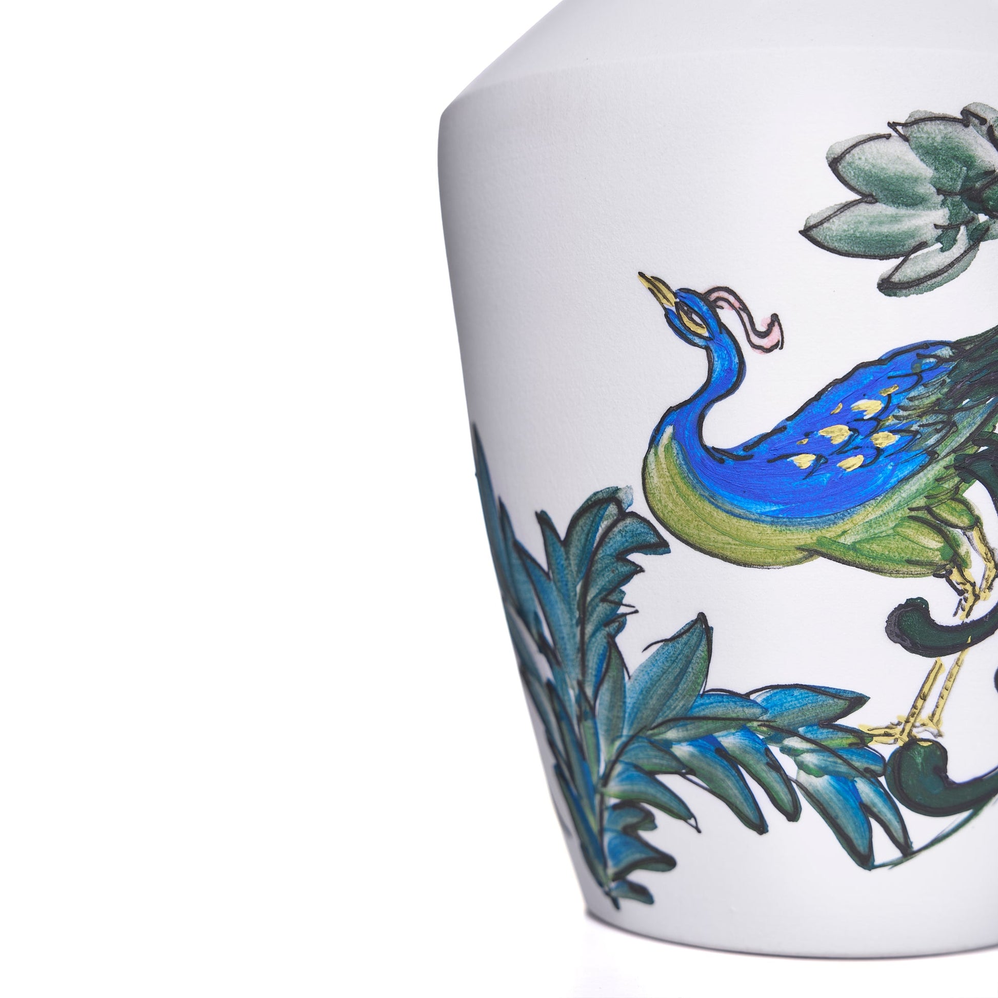 Hand - Painted Peacock Vase - Limited Edition 21 - OXANA