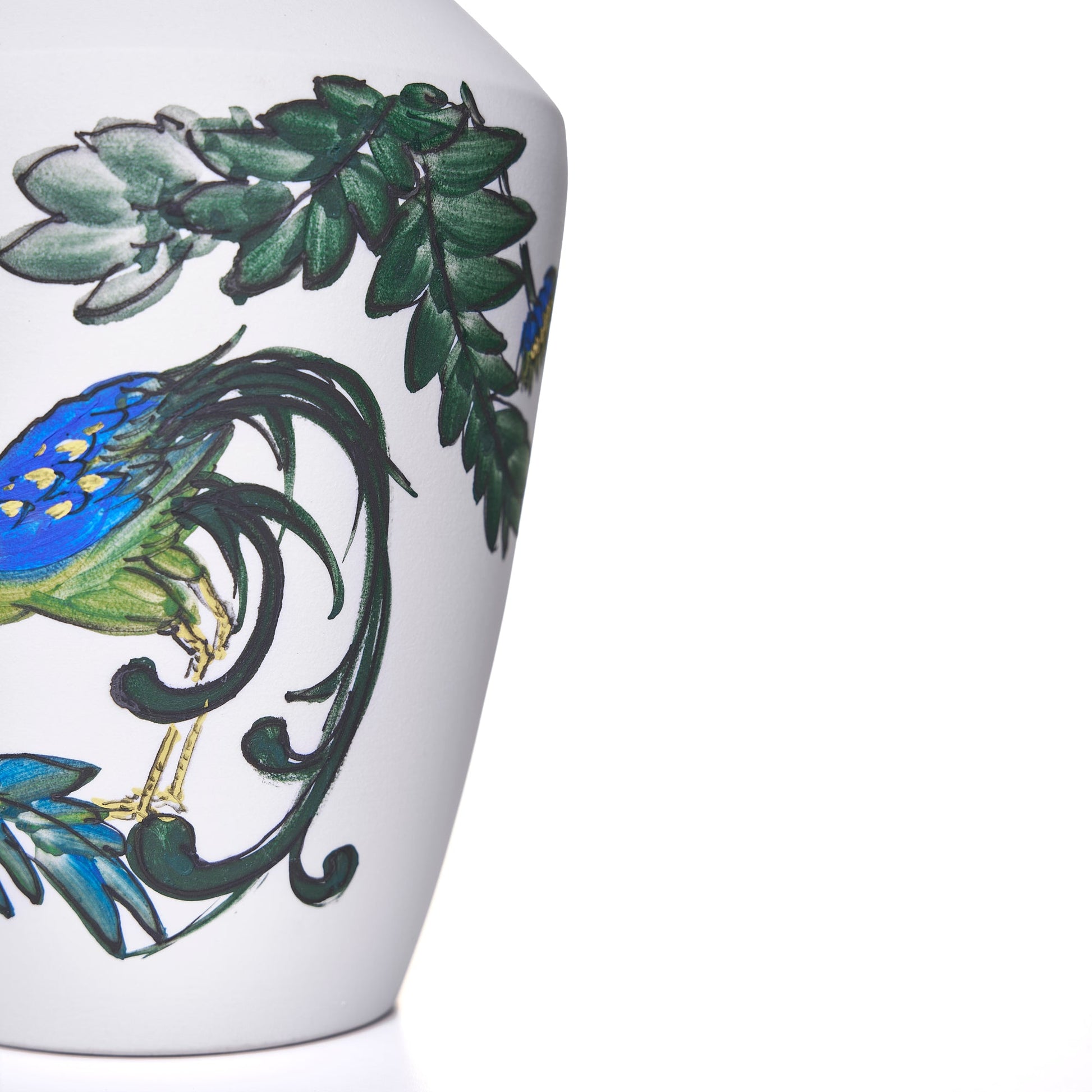 Hand - Painted Peacock Vase - Limited Edition 21 - OXANA