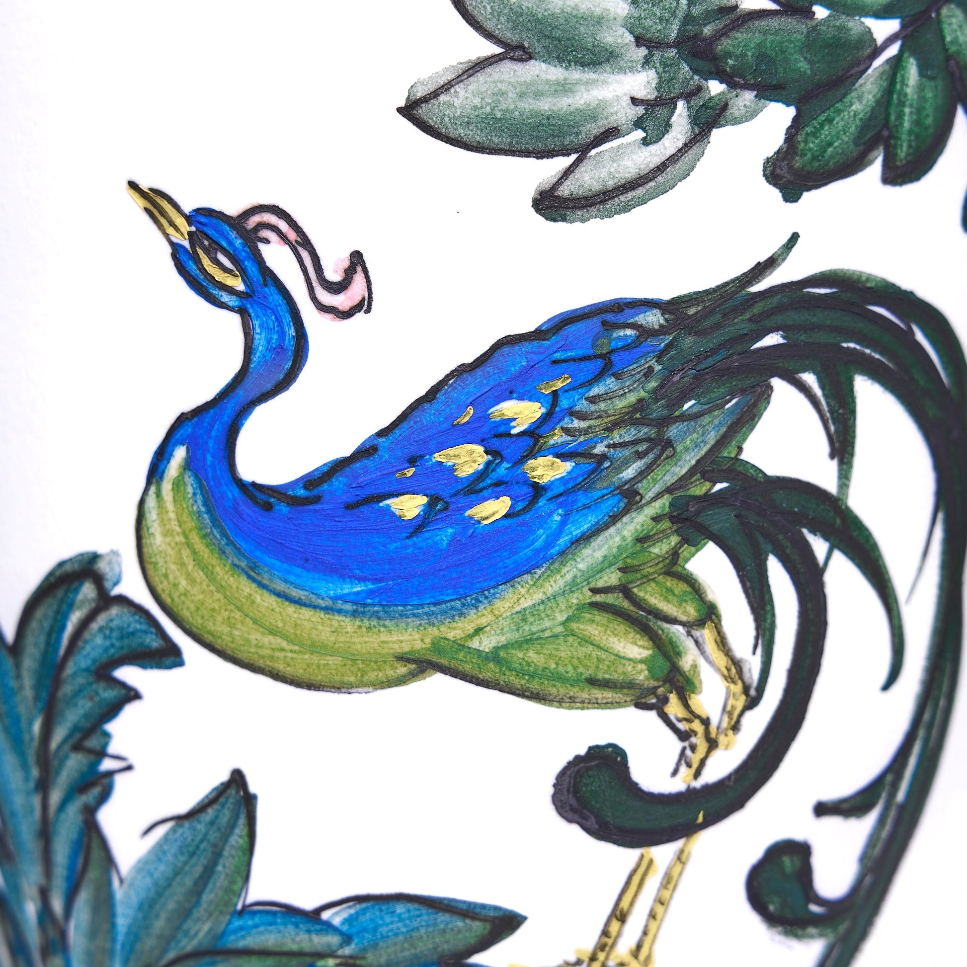 Hand - Painted Peacock Vase - Limited Edition 21 - OXANA